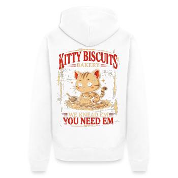 Kitty Biscuits Bäckerei: Wir kneten sie - Unisex Premium Bio Zip Hoodie - Weiß - Hinten - Thijin (182cm)
