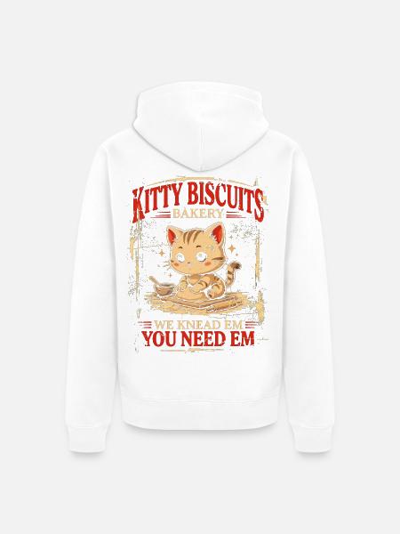 Kitty Biscuits Bäckerei: Wir kneten sie - Unisex Premium Bio Zip Hoodie - Weiß