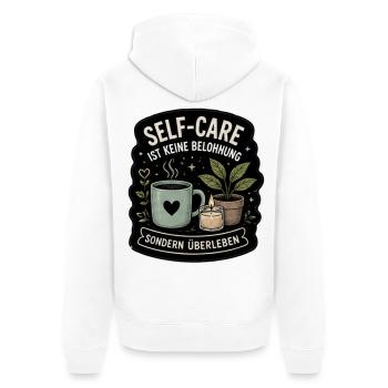 Self-Care Überleben Motiv - Unisex Premium Bio Zip Hoodie - Weiß - Hinten - Thijin (182cm)
