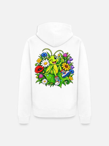 Lustiger Grashüpfer - Unisex Premium Bio Zip Hoodie - Weiß
