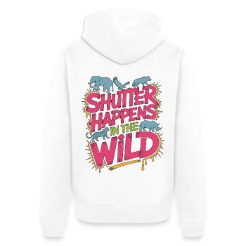 Wildlife Photographer Shutter Happens In Cameraman - Unisex Premium Bio Zip Hoodie - Weiß - Hinten - Thijin (182cm)