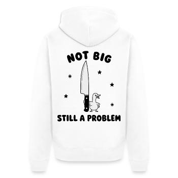 Nicht groß trotzdem ein Problem Gänsehumor - Unisex Premium Bio Zip Hoodie - Weiß - Hinten - Thijin (182cm)