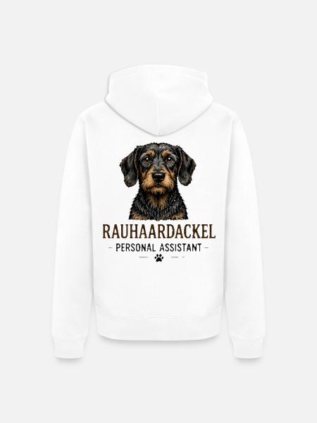 RauhaarDackel Personal Assistant - Unisex Premium Bio Zip Hoodie - Weiß