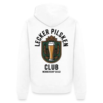 Bier Lecker Pilsken Club Ruhrpott Pils Bierchen - Unisex Premium Bio Zip Hoodie - Weiß - Hinten - Thijin (182cm)