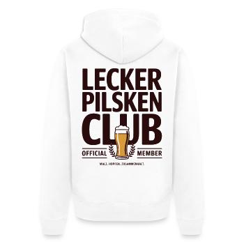 Bier Lecker Pilsken Club Ruhrpott Pils Bierchen - Unisex Premium Bio Zip Hoodie - Weiß - Hinten - Thijin (182cm)