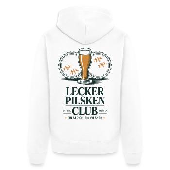 Bier Lecker Pilsken Club Ruhrpott Pils Bierchen - Unisex Premium Bio Zip Hoodie - Weiß - Hinten - Thijin (182cm)