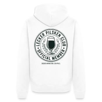 Bier Lecker Pilsken Club Ruhrpott Pils Bierchen - Unisex Premium Bio Zip Hoodie - Weiß - Hinten - Thijin (182cm)