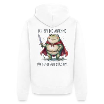Antenne für gepflegten Blödsinn - Frosch Spruch - Unisex Premium Bio Zip Hoodie - Weiß - Hinten - Thijin (182cm)