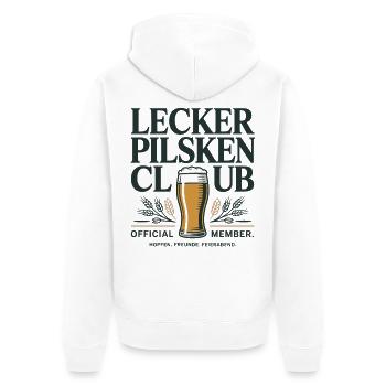 Bier Lecker Pilsken Club Ruhrpott Pils Bierchen - Unisex Premium Bio Zip Hoodie - Weiß - Hinten - Thijin (182cm)