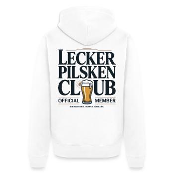Bier Lecker Pilsken Club Ruhrpott Pils Bierchen - Unisex Premium Bio Zip Hoodie - Weiß - Hinten - Thijin (182cm)