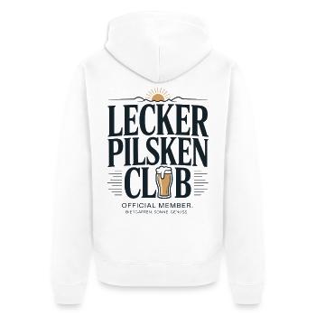 Bier Lecker Pilsken Club Ruhrpott Pils Bierchen - Unisex Premium Bio Zip Hoodie - Weiß - Hinten - Thijin (182cm)