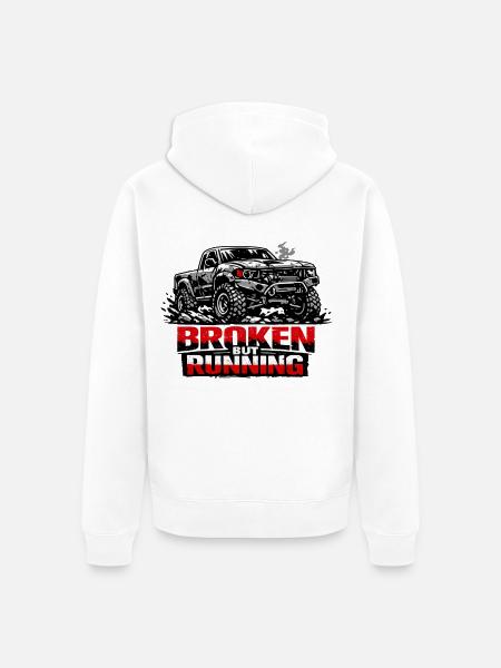 Broken But Running Offroad Truck - Unisex Premium Bio Zip Hoodie - Weiß