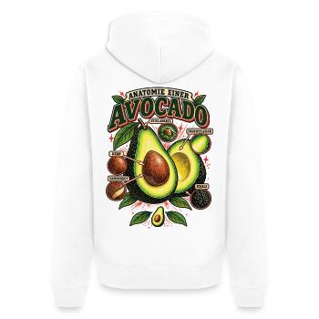 Avocado Anatomie Food Shirt - Unisex Premium Bio Zip Hoodie - Weiß - Hinten - Thijin (182cm)