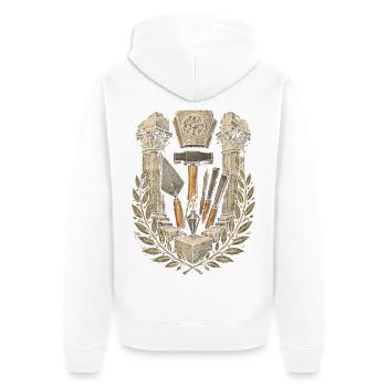 Steinmetz Steinmetzhandwerk - Unisex Premium Bio Zip Hoodie - Weiß - Hinten - Thijin (182cm)