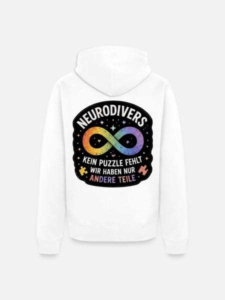 Neurodiversität Unendliche Teile - Unisex Premium Bio Zip Hoodie - Weiß