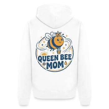 Mama die Bienenkönigin - powerful und cute - Unisex Premium Bio Zip Hoodie - Weiß - Hinten - Thijin (182cm)
