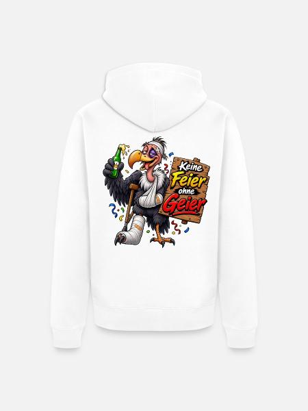 Geier mit Partyglanz - Unisex Premium Bio Zip Hoodie - Weiß