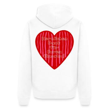 Dankeschöngeschenke Vielen Dank - Unisex Premium Bio Zip Hoodie - Weiß - Hinten - Thijin (182cm)