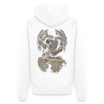 Steinmetz Steinmetzhandwerk - Unisex Premium Bio Zip Hoodie - Weiß - Hinten - Thijin (182cm)