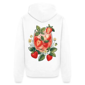 Erdbeer-Basilikum-Kohlensäure - Unisex Premium Bio Zip Hoodie - Weiß - Hinten - Thijin (182cm)