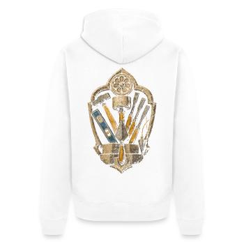 Steinmetz Steinmetzhandwerk - Unisex Premium Bio Zip Hoodie - Weiß - Hinten - Thijin (182cm)