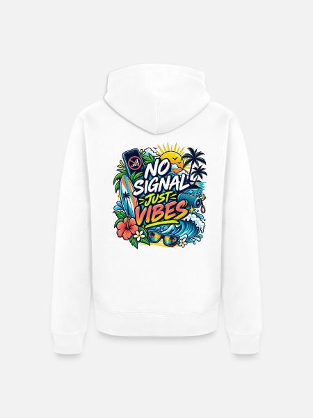 No Signal Just Vibes Strandgrafik - Unisex Premium Bio Zip Hoodie - Weiß