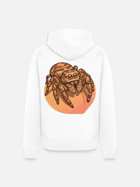 Spinne reitet Pfirsich - Unisex Premium Bio Zip Hoodie - Weiß