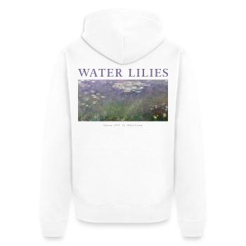 Seerosen Impressionismus Kunst Giverny - Unisex Premium Bio Zip Hoodie - Weiß - Hinten - Thijin (182cm)