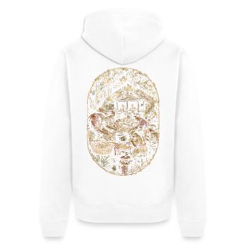 Cajun Kultur - Unisex Premium Bio Zip Hoodie - Weiß - Hinten - Thijin (182cm)
