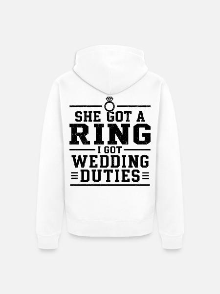 Humor-Ehering und Bräutigam-Aufgaben - Unisex Premium Bio Zip Hoodie - Weiß