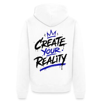 Gestalte deine Realität - Unisex Premium Bio Zip Hoodie - Weiß - Hinten - Thijin (182cm)