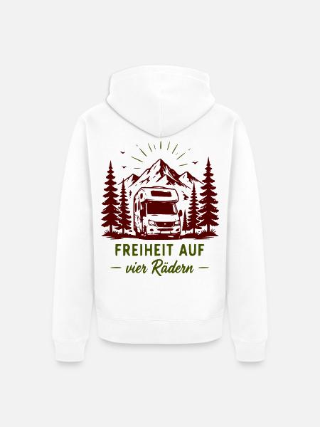 Freiheit auf vier Rädern Bergcamper - Unisex Premium Bio Zip Hoodie - Weiß