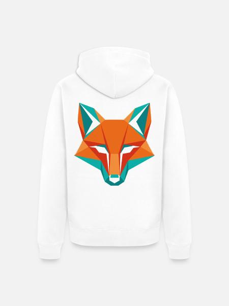 Geometrischer Fuchs Kopf Wildtier Motiv - Unisex Premium Bio Zip Hoodie - Weiß