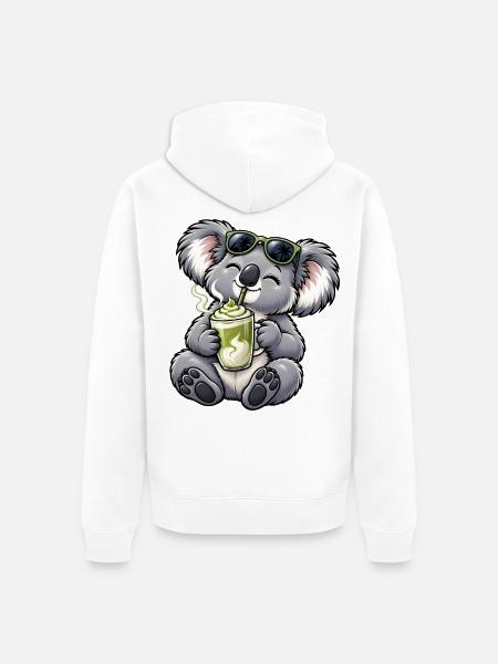 Süßer Koala mit Matcha Latte - Unisex Premium Bio Zip Hoodie - Weiß