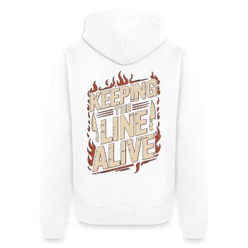Sous Chef Keeping The Line Alive Culinary Arts - Unisex Premium Bio Zip Hoodie - Weiß - Hinten - Thijin (182cm)