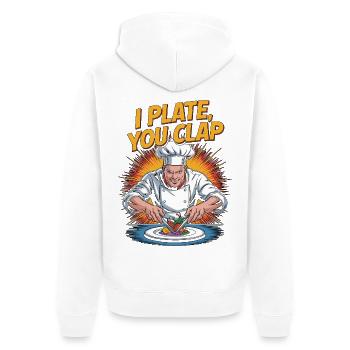 Sous Chef I Plate You Clap Culinary Professional - Unisex Premium Bio Zip Hoodie - Weiß - Hinten - Thijin (182cm)