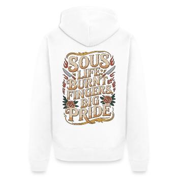 Sous Chef Sous Life Burnt Fingers Culinary Arts - Unisex Premium Bio Zip Hoodie - Weiß - Hinten - Thijin (182cm)