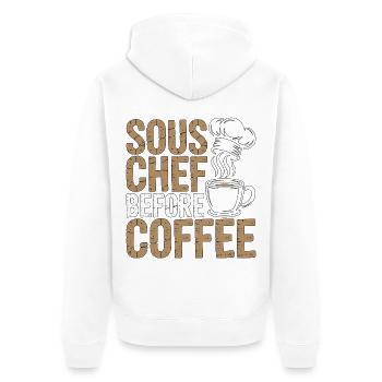 Sous Chef Before Coffee Line Chef Coffee Lover - Unisex Premium Bio Zip Hoodie - Weiß - Hinten - Thijin (182cm)