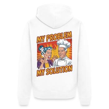 Sous Chef My Problem My Pictogram Dad Line Chef - Unisex Premium Bio Zip Hoodie - Weiß - Hinten - Thijin (182cm)