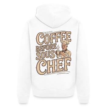 Sous Chef Coffee Before Culinary Arts Coffee Lover - Unisex Premium Bio Zip Hoodie - Weiß - Hinten - Thijin (182cm)