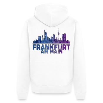 Frankfurt am Main Skyline - Unisex Premium Bio Zip Hoodie - Weiß - Hinten - Thijin (182cm)