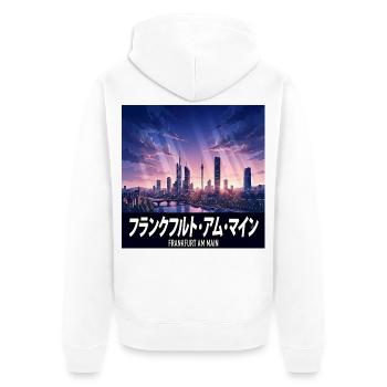 Frankfurt Anime Skyline Poster - Unisex Premium Bio Zip Hoodie - Weiß - Hinten - Thijin (182cm)