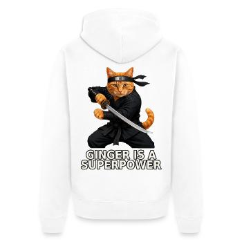 Ingwer ist eine Superkraft - Unisex Premium Bio Zip Hoodie - Weiß - Hinten - Thijin (182cm)