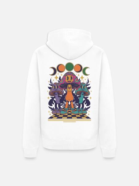 Psychedelisches Festival-Hippie-Pilz-Batik-Rave - Unisex Premium Bio Zip Hoodie - Weiß