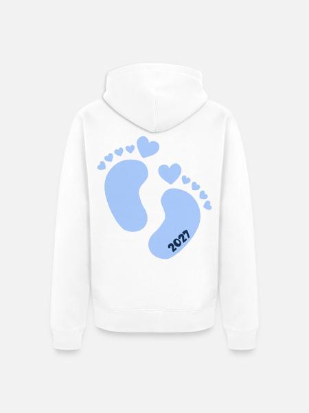 Baby Geburt 2027 Junge - Unisex Premium Bio Zip Hoodie - Weiß