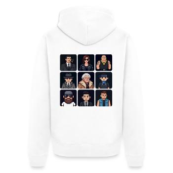 Pixel Gangster Ensemble - Unisex Premium Bio Zip Hoodie - Weiß - Hinten - Thijin (182cm)