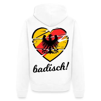 Herzflagge Deutsche Badische Liebe - Unisex Premium Bio Zip Hoodie - Weiß - Hinten - Thijin (182cm)