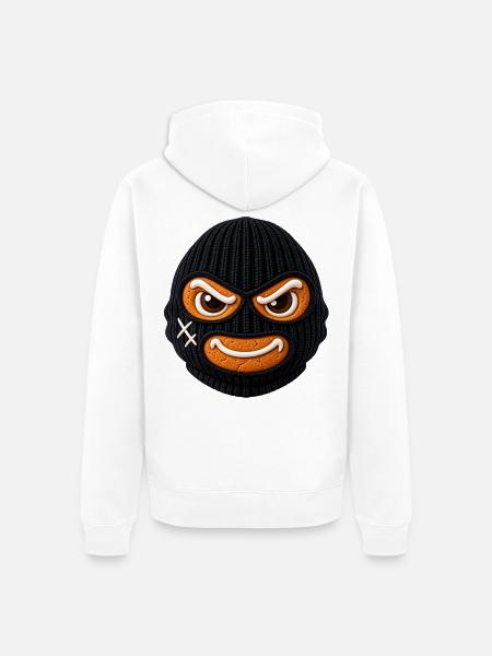 Böser Lebkuchenmann mit Sturmhaube - Unisex Premium Bio Zip Hoodie - Weiß