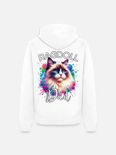 Ragdoll Katze Papa - Unisex Premium Bio Zip Hoodie - Weiß