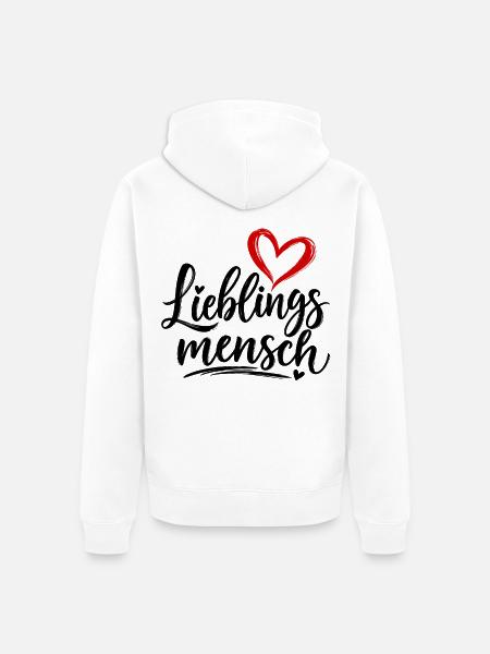 Herz-Pinselstrich mit Kalligrafie - Unisex Premium Bio Zip Hoodie - Weiß